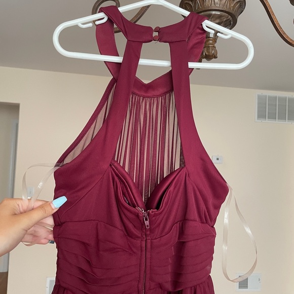Burgundy Dress Size:1 Pleated Worn 1x Gems along neckline - Picture 2 of 8